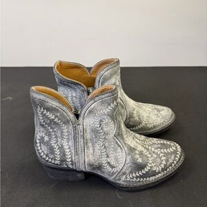 Men's Western Embroidered Ankle Boots - Gray